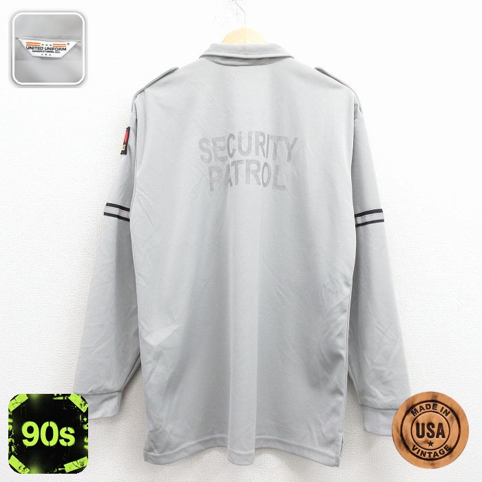 【50%OFF】90s 長袖ワークトップス セキュリティパトロール グレー L | 古着