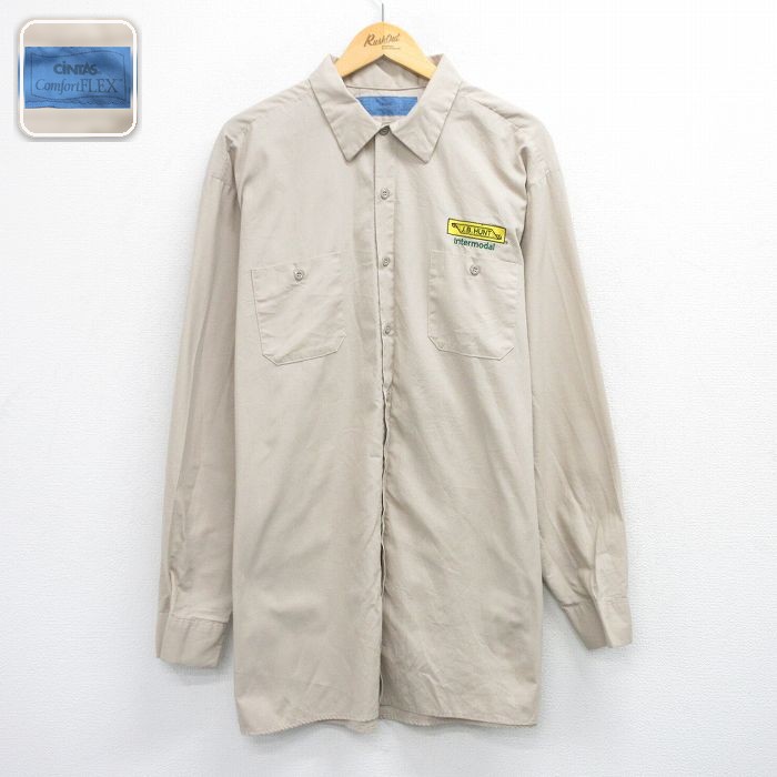 【50%OFF】CiNTAS 長袖ワークシャツ JB HUNT ベージュ XL | 古着