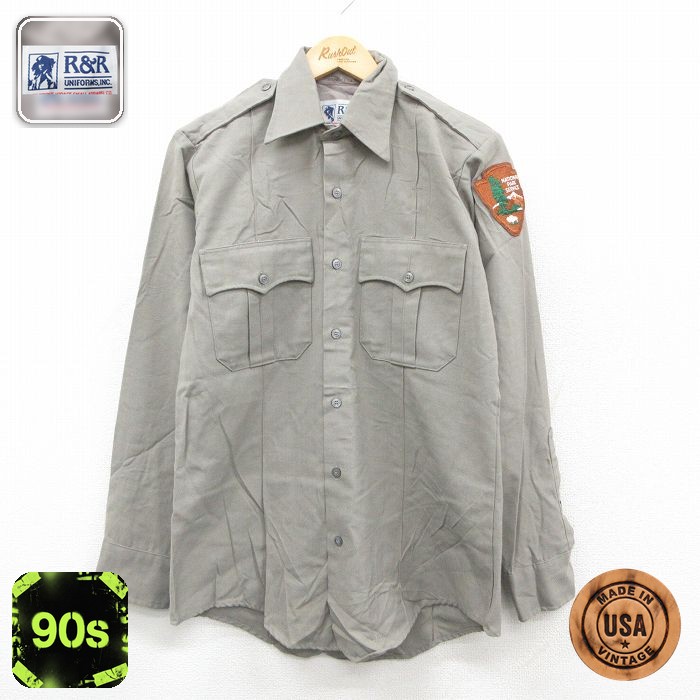 【50%OFF】長袖 ワーク シャツ 90s NATIONAL USA製 グレー メンズM相当 | 古着