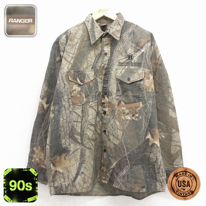 【50%OFF】ハンティング 90s 長袖シャツ リアルツリー ベージュ XL | 古着