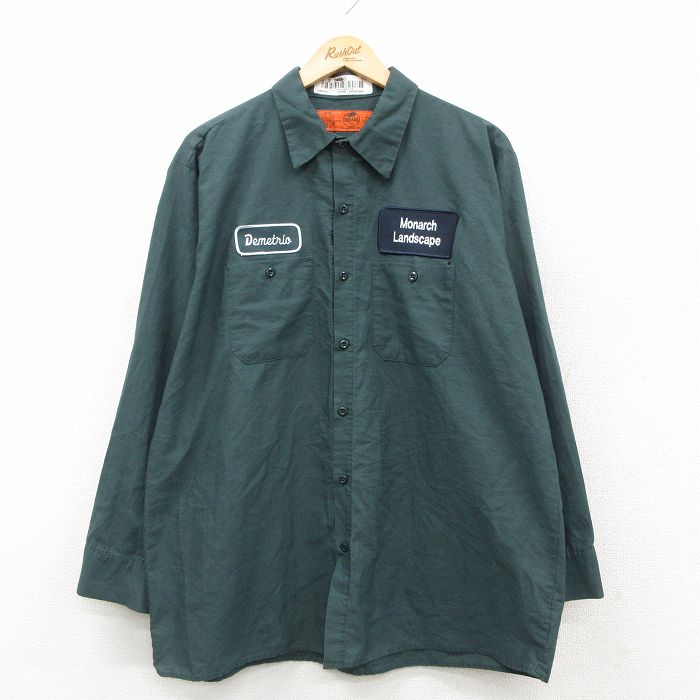 XL★古着 レッドキャップ 長袖 ワーク シャツ メンズ 00年代 00s Monarch 緑 26feb17