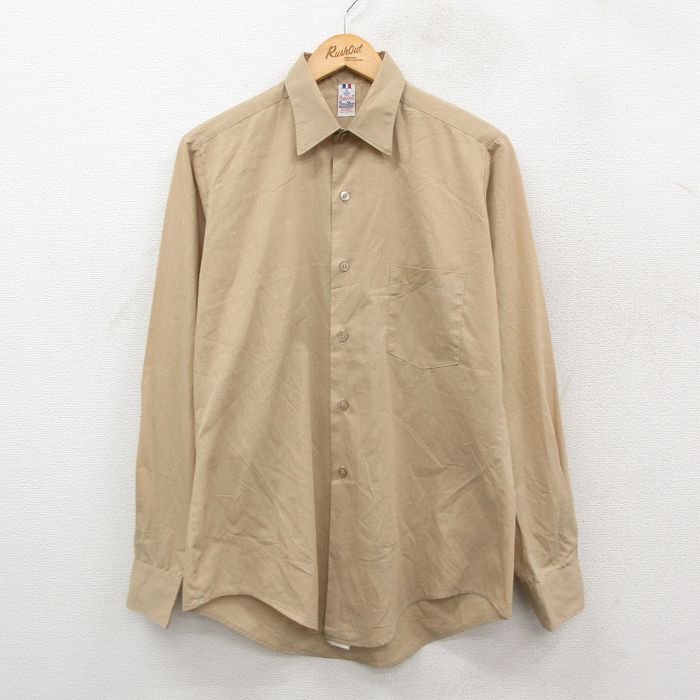 80s 長袖ワークシャツ ベージュ L | 古着