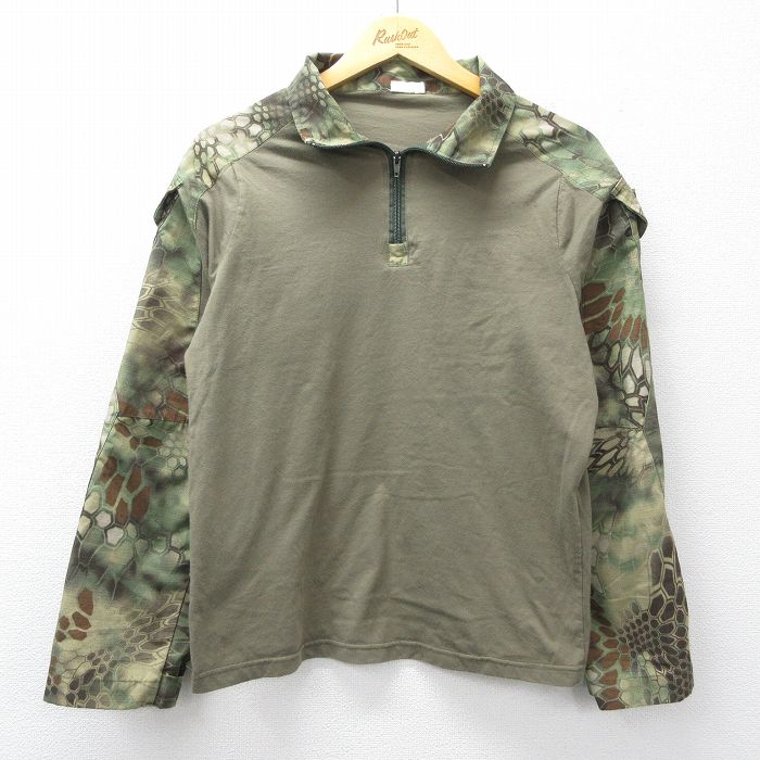【20%OFF】長袖ハーフジップミリタリーシャツ グリーン M | 古着