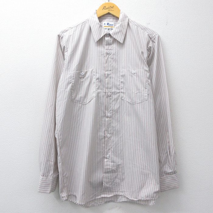 【20%OFF】90s 長袖ワークシャツ ストライプ レッド L | 古着