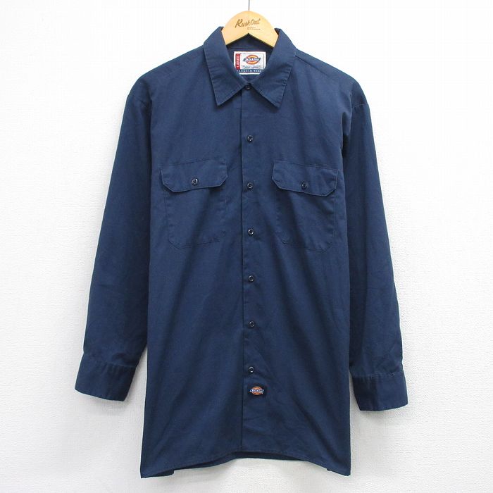 【20%OFF】ディッキーズ 長袖ワークシャツ ネイビー XL | 古着