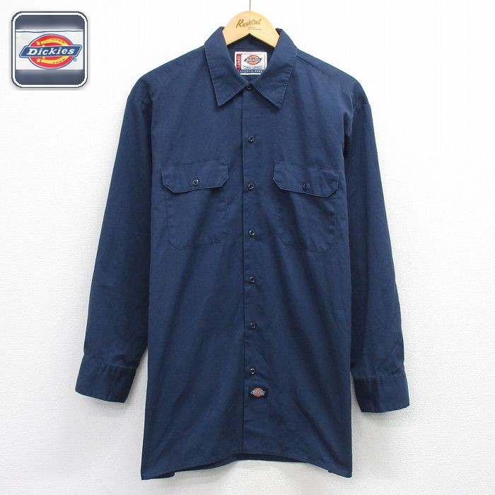 【50%OFF】ディッキーズ 長袖ワークシャツ ネイビー XL | 古着
