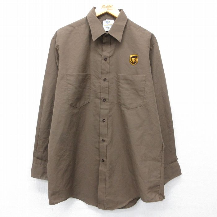 【20%OFF】UPS 90s 長袖ワークシャツ ブラウン XL | 古着