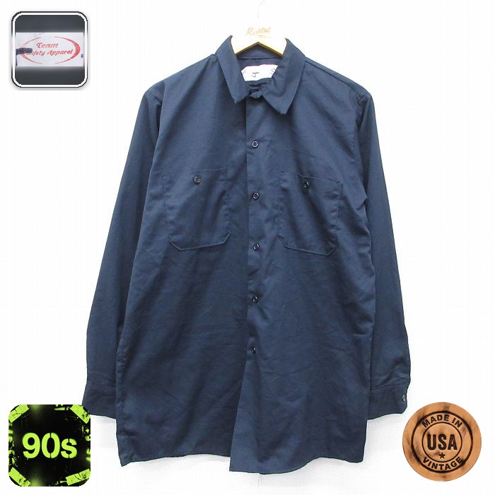 【50%OFF】ワークシャツ ネイビー XL | 古着