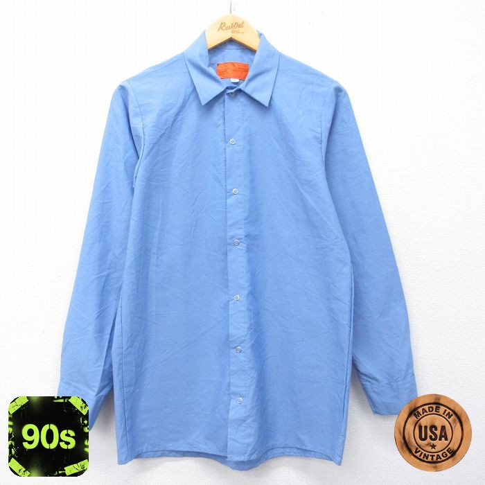 【50%OFF】90s 長袖ワークシャツ ネイビー M | 古着