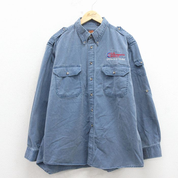 ルート66 00s 長袖ワークシャツ ELLIS 薄紺 XL | 古着