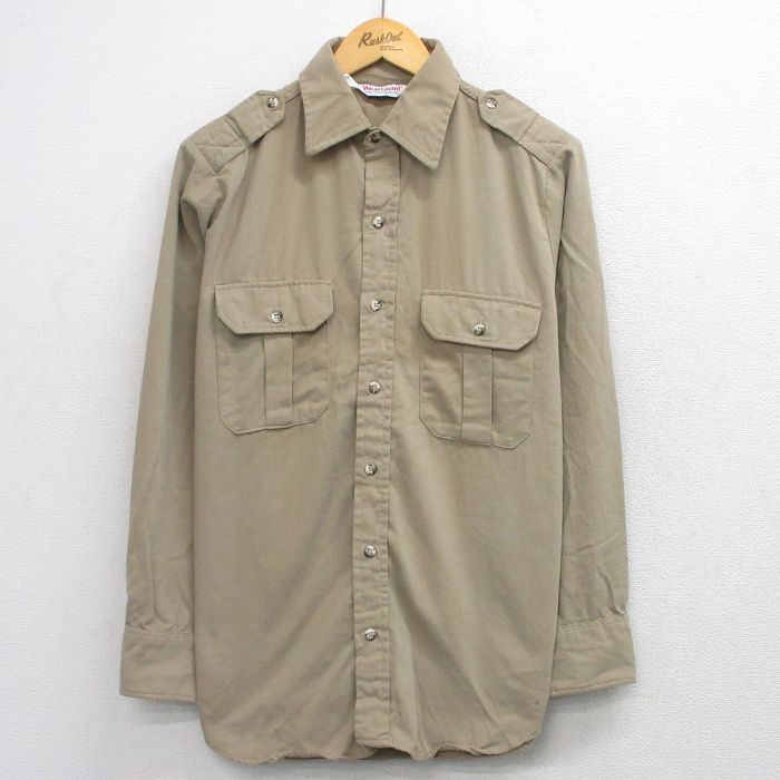 L★古着 Wear Guard 長袖 ワーク シャツ メンズ 00年代 00s ベージュ 26mar14