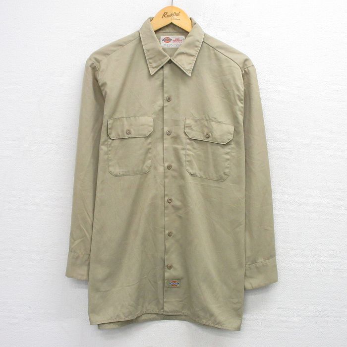 XL★古着 ディッキーズ 長袖 ワーク シャツ メンズ 00年代 00s ベージュ 26mar27