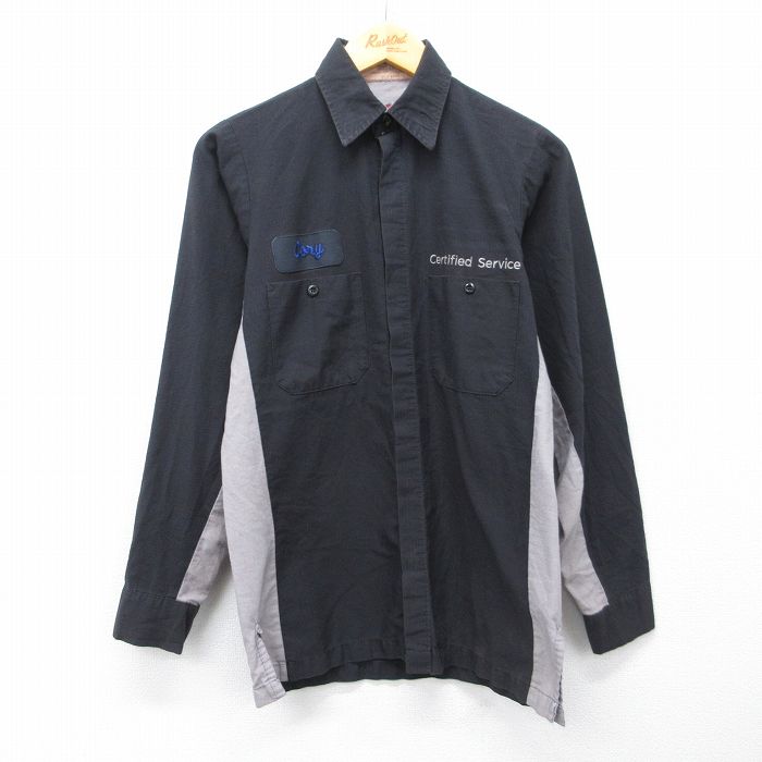 S★古着 レッドキャップ 長袖 ワーク シャツ メンズ 00年代 00s Certified リップストップ ツートンカラー 黒他 26apr02