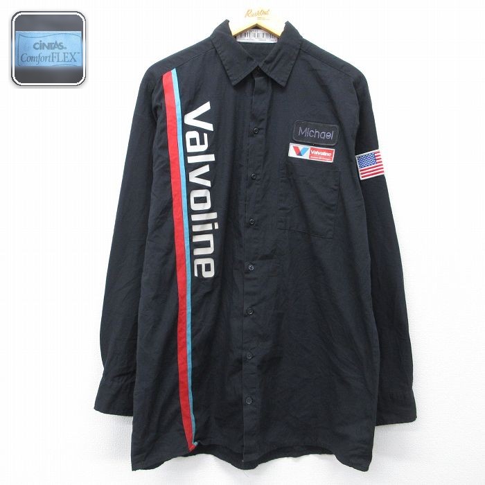 【20%OFF】CINTAS 長袖ワークシャツ Valvoline ブラック メンズXL相当 | 古着
