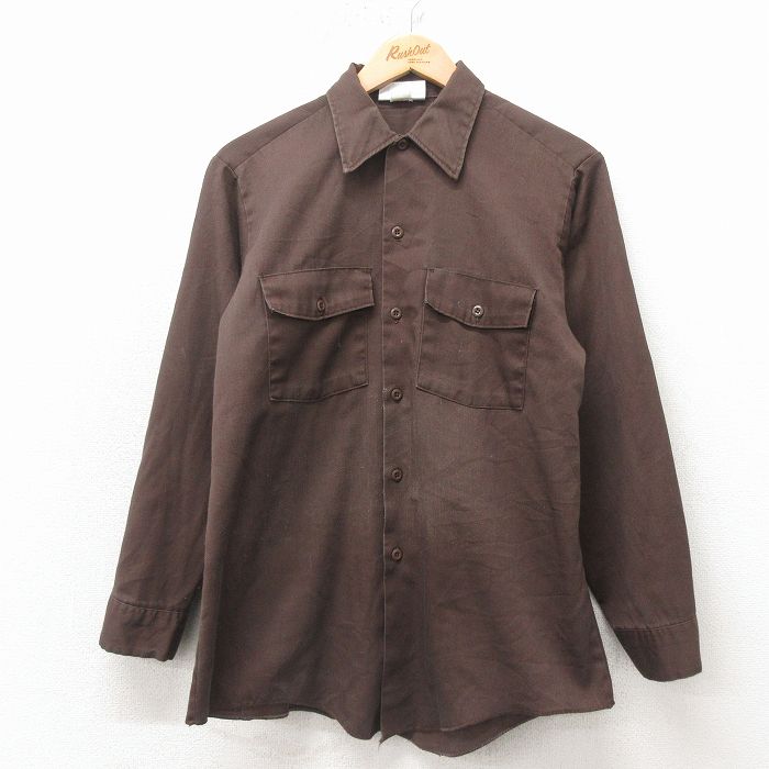 ディッキーズ 90s 長袖ワークシャツ ブラウン M | 古着