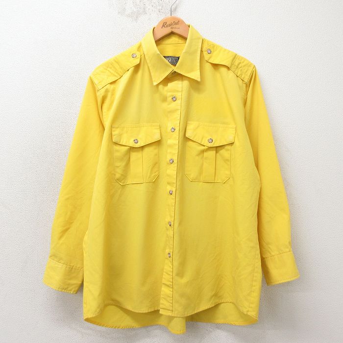 XL★古着 長袖 ワーク シャツ メンズ 00年代 00s 大きいサイズ 黄 26apr04