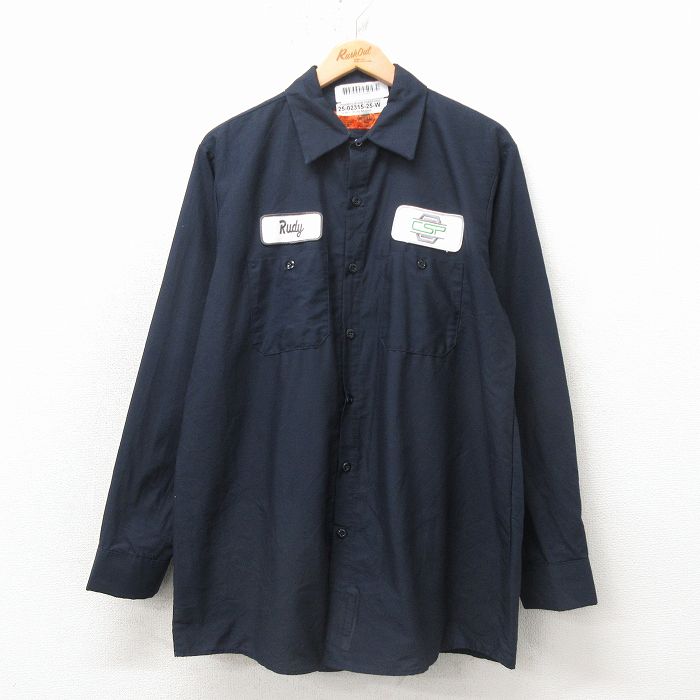 XL★古着 レッドキャップ 長袖 ワーク シャツ メンズ 00年代 00s CSP 紺 26apr04