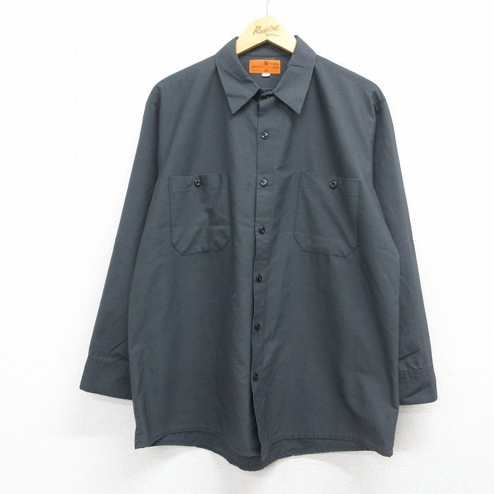 90s 長袖ワークシャツ グレー メンズXL相当 | 古着