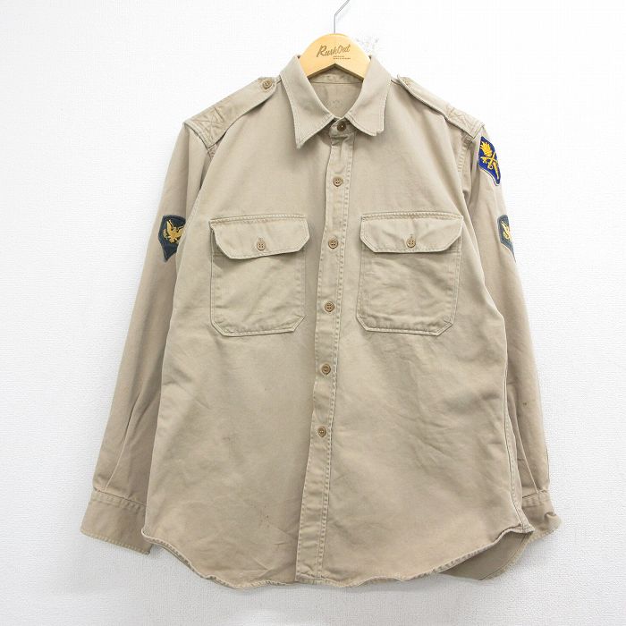 50s ミリタリーシャツ ベージュ L | 古着