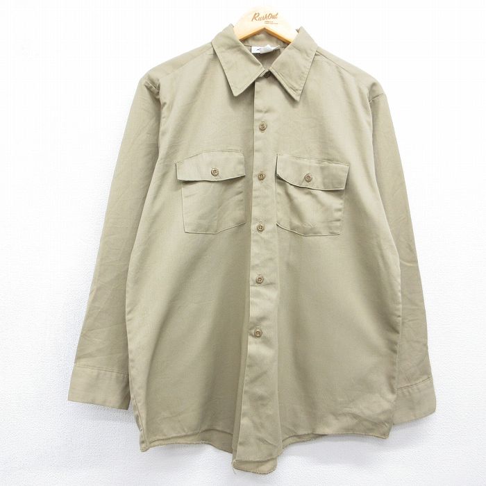 ディッキーズ 90s 長袖ワークシャツ ベージュ メンズL相当 | 古着