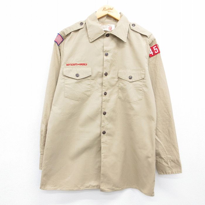 90s 長袖シャツ ボーイスカウト ベージュ メンズM相当 | 古着