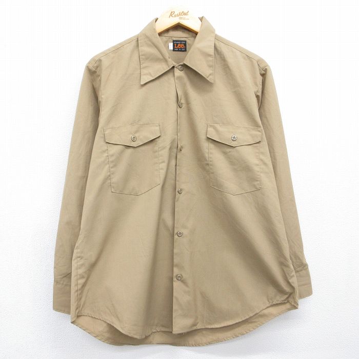 リー 70s 長袖ワークシャツ ベージュ メンズL相当 | 古着