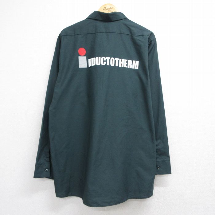 レッドキャップ 長袖ワークシャツ INDUCTOTHERM グリーン メンズXL相当 | 古着