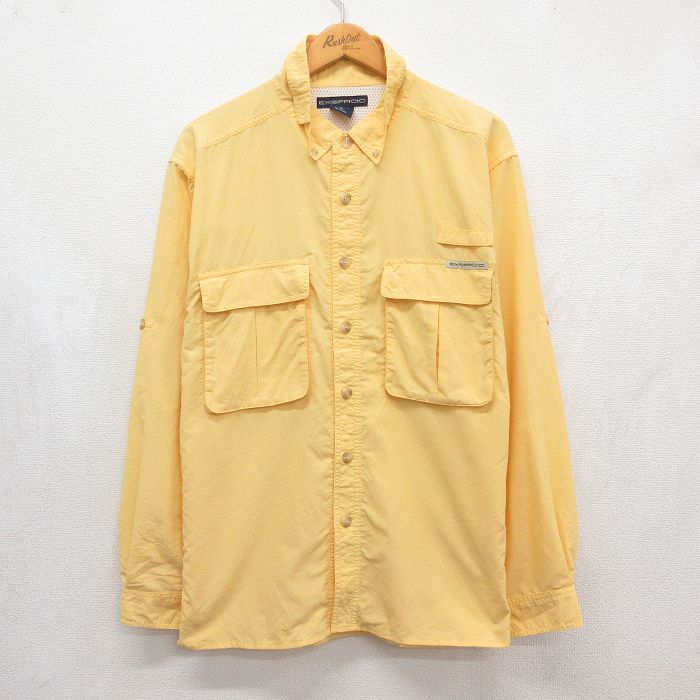 EXFFICIO 長袖フィッシングシャツ イエロー メンズL相当 | 古着