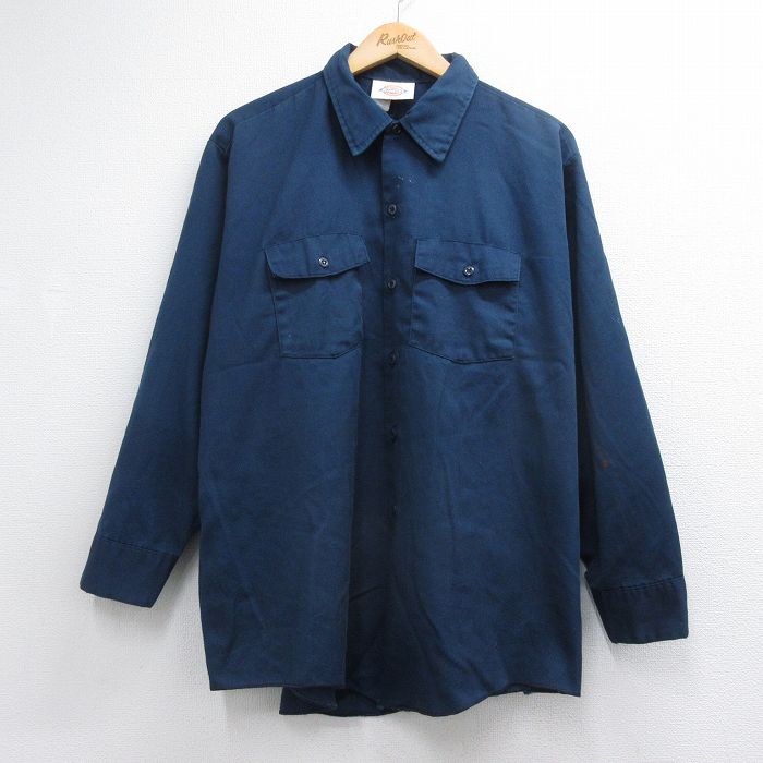 ディッキーズ 90s 長袖ワークシャツ ネイビー メンズXL相当 | 古着