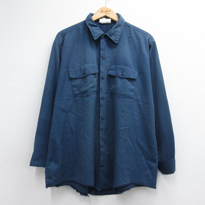 ディッキーズ 90s 長袖ワークシャツ ネイビー メンズXL相当 | 古着