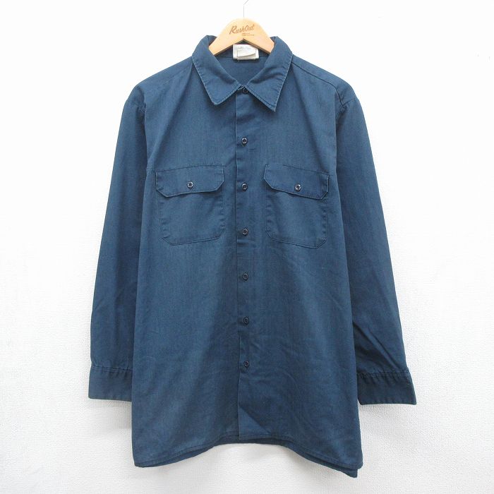 ディッキーズ 90s 長袖ワークシャツ ネイビー メンズXL相当 | 古着