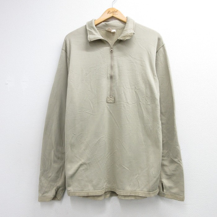 ハーフジップ長袖シャツ ベージュ メンズL相当 | 古着