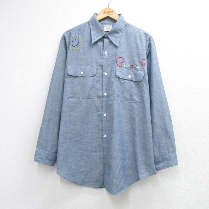 ビッグマック 70s 長袖シャツ シャンブレー ライトブルー メンズXL相当 | 古着