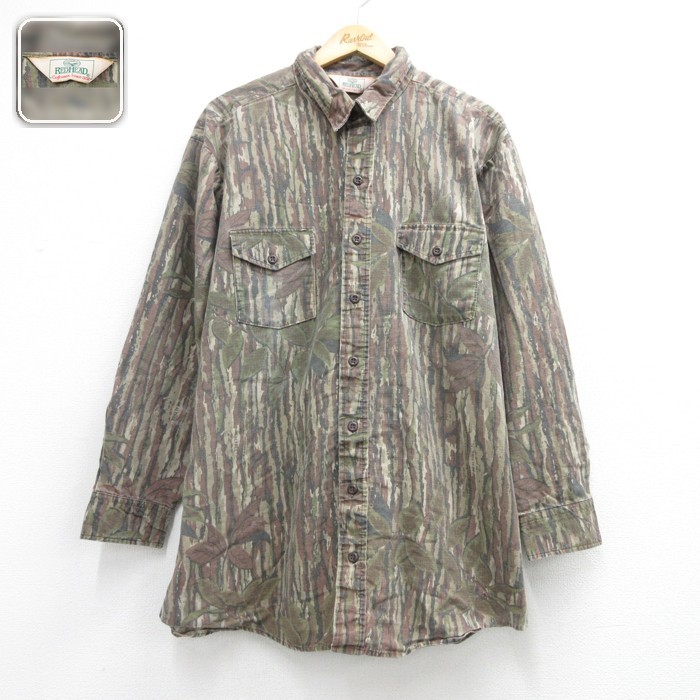 RedHead 90s 長袖シャツ RealTree迷彩 ブラウン メンズXL相当 | 古着