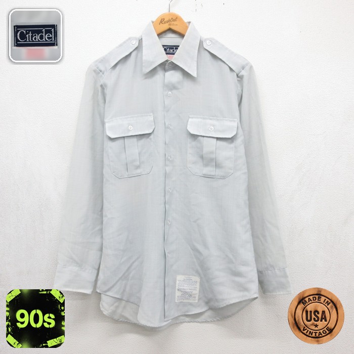 Citadel 90s 長袖シャツ フラップポケット ライトブルー メンズM相当 | 古着