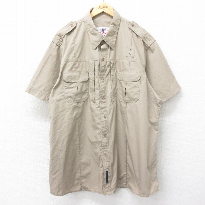半袖ワークシャツ リップストップ カーキ XL | 古着