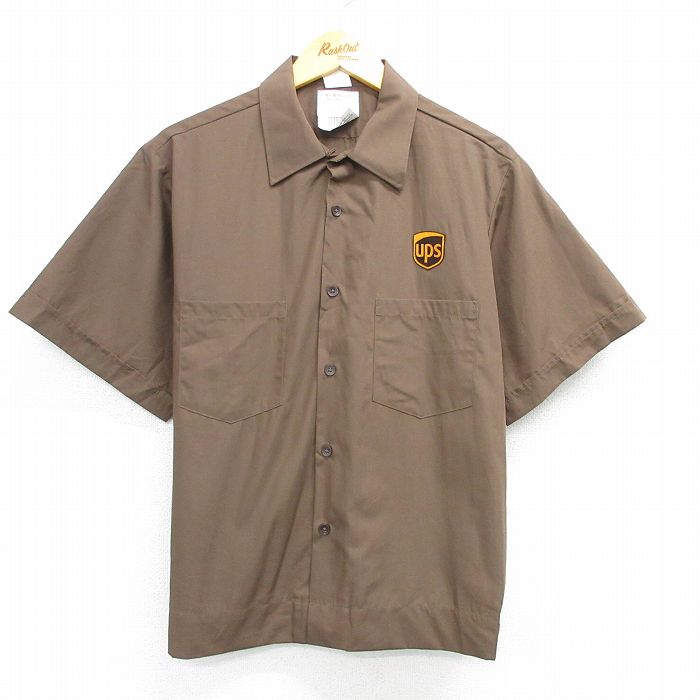 L★古着 半袖 ワーク シャツ メンズ ups 茶 ブラウン 25apr05 中古 トップス