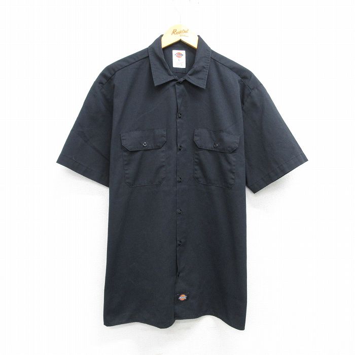 XL★古着 ディッキーズ Dickies 半袖 ワーク シャツ メンズ 黒 ブラック 25apr05 中古 トップス