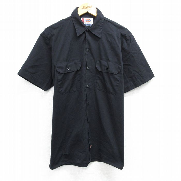 L★古着 ディッキーズ Dickies 半袖 ワーク シャツ メンズ 黒 ブラック 25apr05 中古 トップス