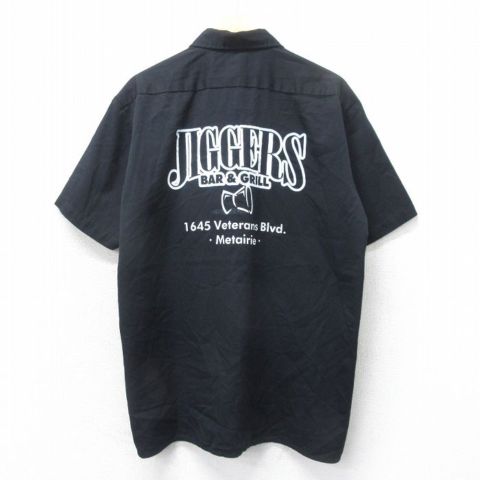 XL★古着 ディッキーズ Dickies 半袖 ワーク シャツ メンズ JIGGERS 黒 ブラック 25apr05 中古 トップス