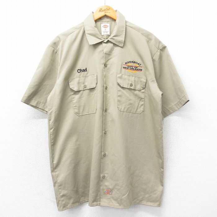 XL★古着 半袖 ワーク シャツ メンズ RIVERBOAT ベージュ カーキ 25apr05 中古 トップス