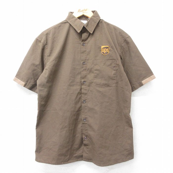 L★古着 Wear Guard 半袖 ワーク シャツ メンズ UPS 茶 ブラウン 25apr05 中古 トップス
