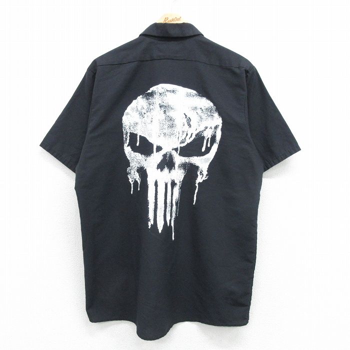 XL★古着 レッドキャップ 半袖 ワーク シャツ メンズ パニッシャー 黒 ブラック 【spe】 25apr07 中古 トップス