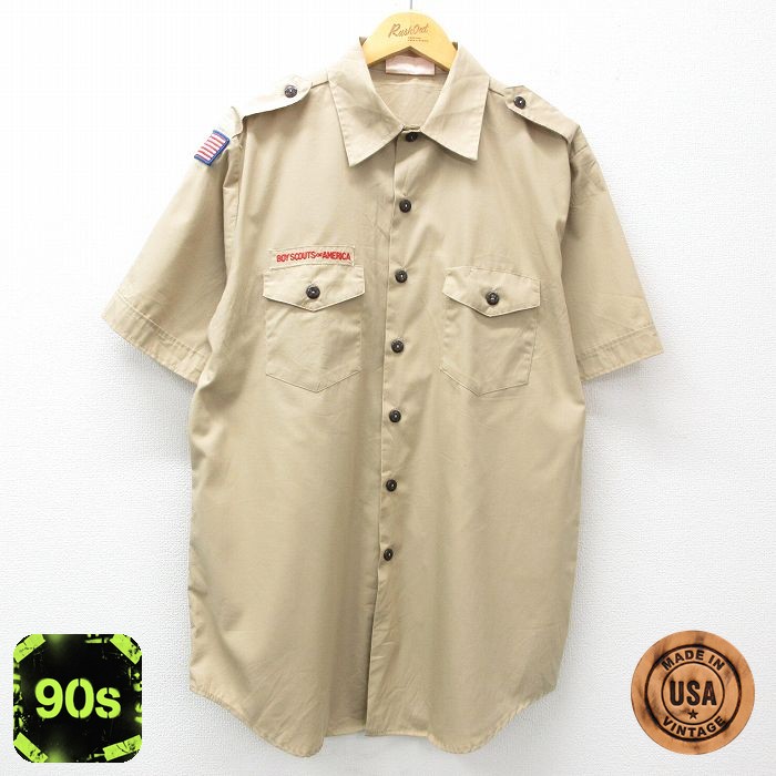 【50%OFF】90s 半袖シャツ ボーイスカウト ベージュ XL | 古着