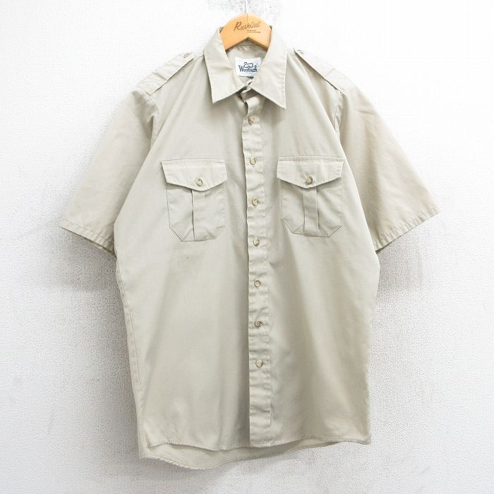 ウールリッチ 80s 半袖ワークシャツ ベージュ L | 古着