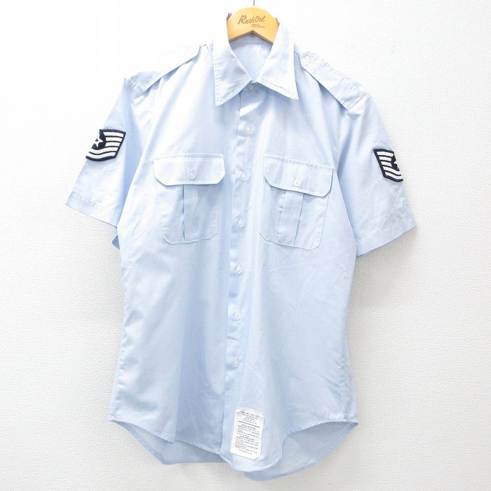 XL★古着 半袖 ミリタリー シャツ メンズ 90年代 90s USA製 薄紺 ネイビー 【spe】 25apr10 中古 トップス