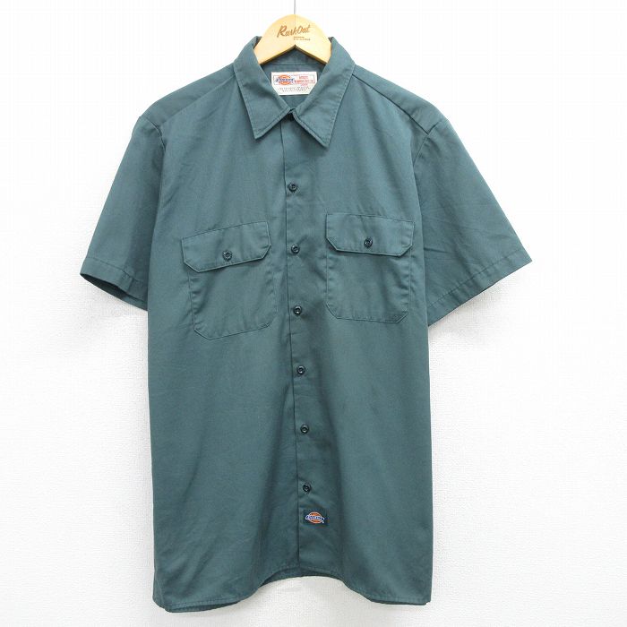 XL★古着 ディッキーズ Dickies 半袖 ワーク シャツ メンズ 00年代 00s 緑 グリーン 25apr12 中古 トップス