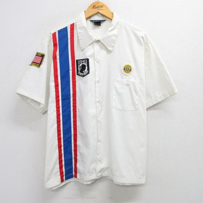 XL★古着 半袖 ミリタリー シャツ メンズ 80年代 80s POW MIA 大きいサイズ USA製 白他 ホワイト 25apr12 中古 トップス