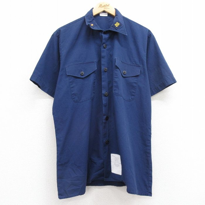 L★古着 半袖 ミリタリー シャツ メンズ 90年代 90s ユーティリティ USA製 紺 ネイビー 25apr16 中古 トップス