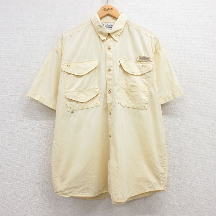 XL★古着 コロンビア COLUMBIA 半袖 フィッシング シャツ メンズ 00年代 00s PFG 大きいサイズ 黄 イエロー 内側メッシュ 25apr16 中古 トップス